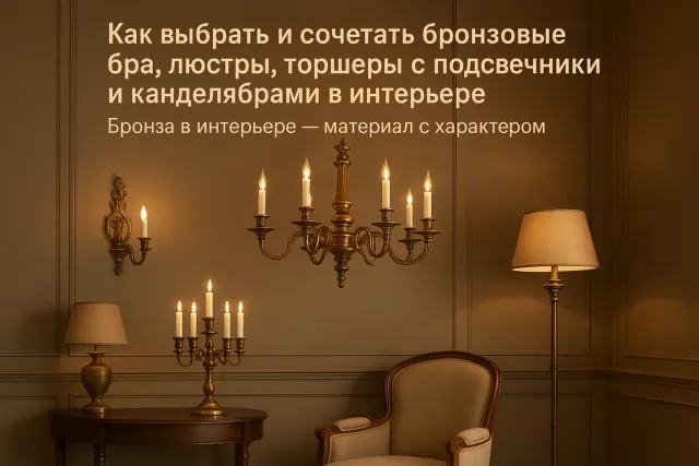 Как выбрать и сочетать бронзовые бра, люстры, торшеры с подсвечниками и канделябрами в интерьере